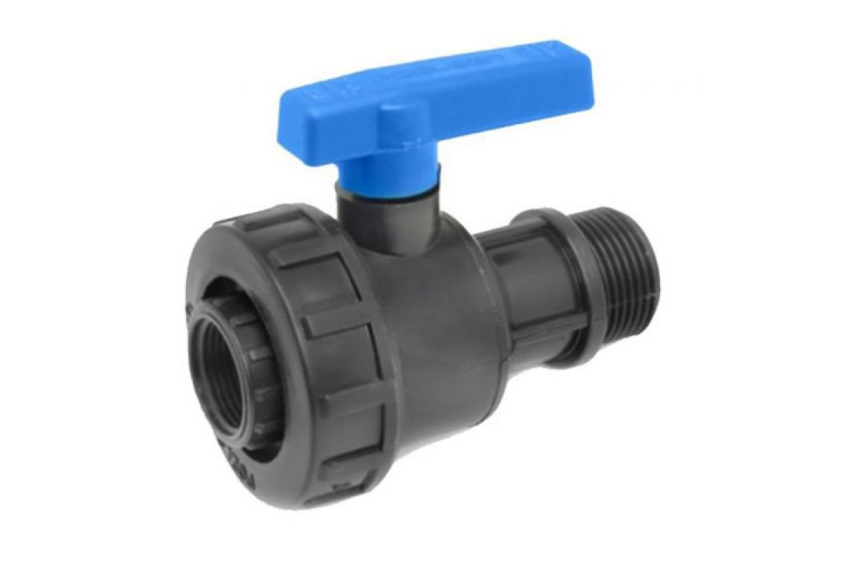 Кран ПЭ ВР/НР шаровой ДУ 15Х1/2" Ру10 напорный RTP (РосТурПласт) 18377