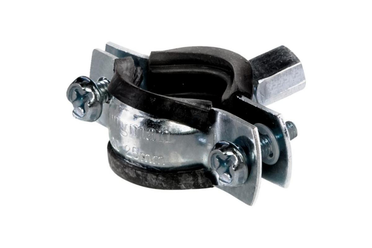 Хомут крепежный сталь оц с резиновой прокладкой 3011 (Дн 53-58) (1 3/4") М8/М10 б/к Strongman