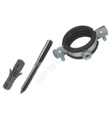 Хомут крепежный сталь оц с резиновой прокладкой 3020 (Дн 38-43) (1 1/4") М8 в/к винт-шуруп, дюбель Strongman 3020.042A