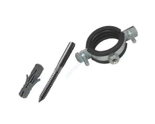 Хомут крепежный сталь оц с резиновой прокладкой 3020 (Дн 47-51) (1 1/2") М8 в/к винт-шуруп, дюбель Strongman 3020.048A