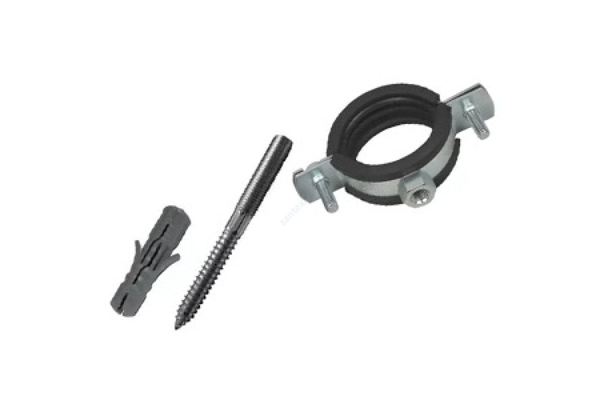 Хомут крепежный сталь оц с резиновой прокладкой 3020 (Дн 159-166) (6") М10 в/к винт-шуруп, дюбель Strongman 3020.110A