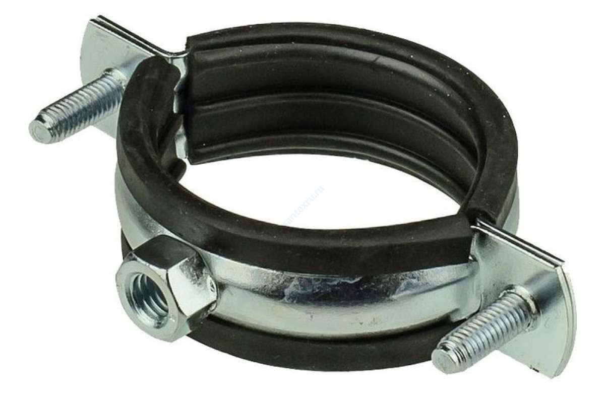 Хомут крепежный сталь оц с резиновой прокладкой (Дн 16 -19) (3/8") М8 б/к Mayer