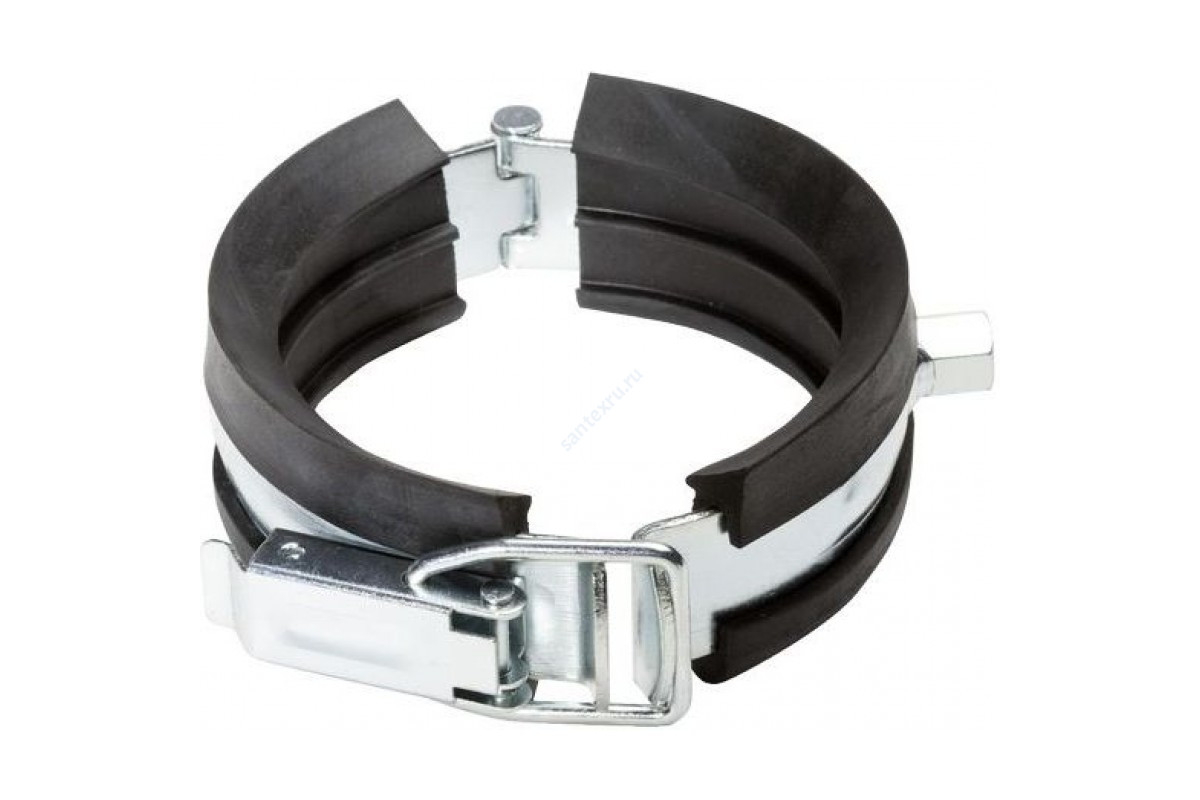 Хомут крепежный сталь оц с резиновой прокладкой (Дн 110) М8/М10 с защелкой Rehau 11200291002