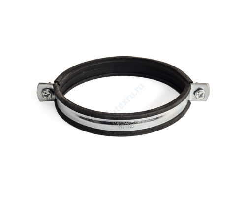 Хомут крепежный сталь оц с резиновой прокладкой (Дн 87-92) (3") ±2мм М10 б/к