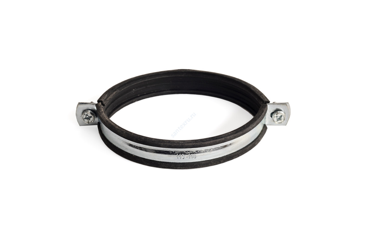 Хомут крепежный сталь оц с резиновой прокладкой (Дн 158-166) (6") ±2мм М10 б/к