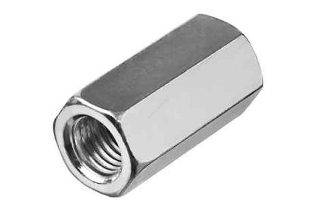 Гайка удлиненная стальная оц М10х30 шестигранная DIN 6334