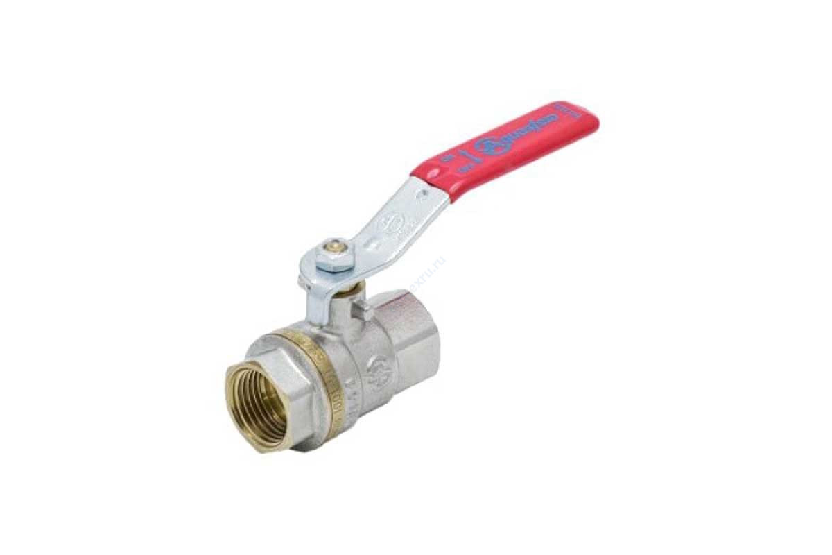 Кран шаровой латунь никель 1001 Euro Ду 32 Ру20 ВР полнопроходной рычаг Aquasfera 1001-04