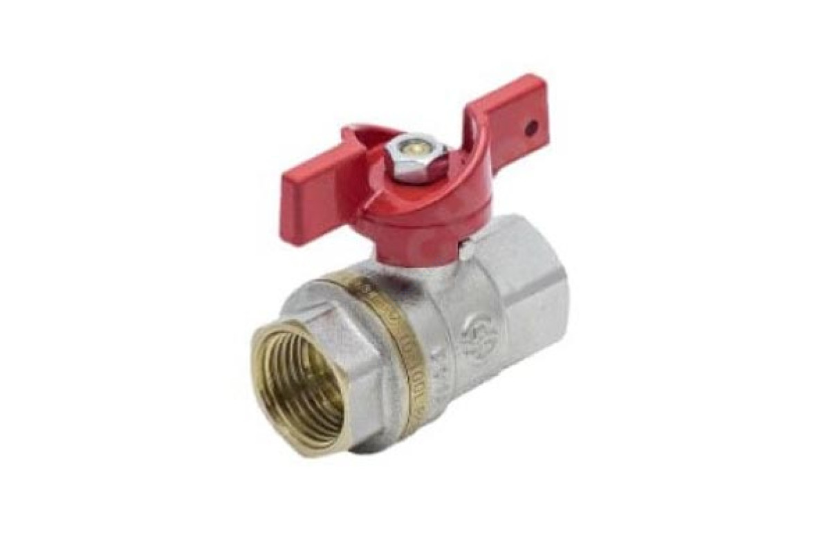 Кран шаровой латунь никель 1002 Euro Ду 15 Ру40 ВР полнопроходной бабочка Aquasfera 1002-01