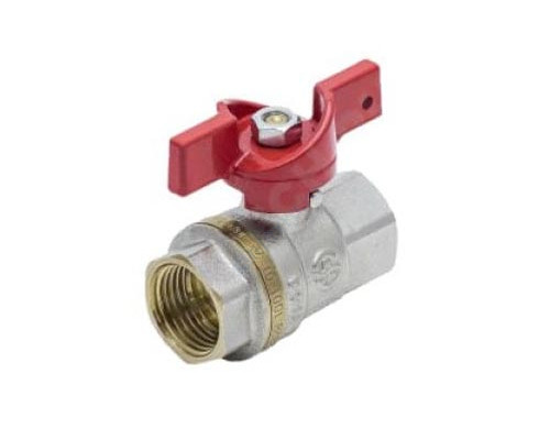 Кран шаровой латунь никель 1002 Euro Ду 15 Ру40 ВР полнопроходной бабочка Aquasfera 1002-01