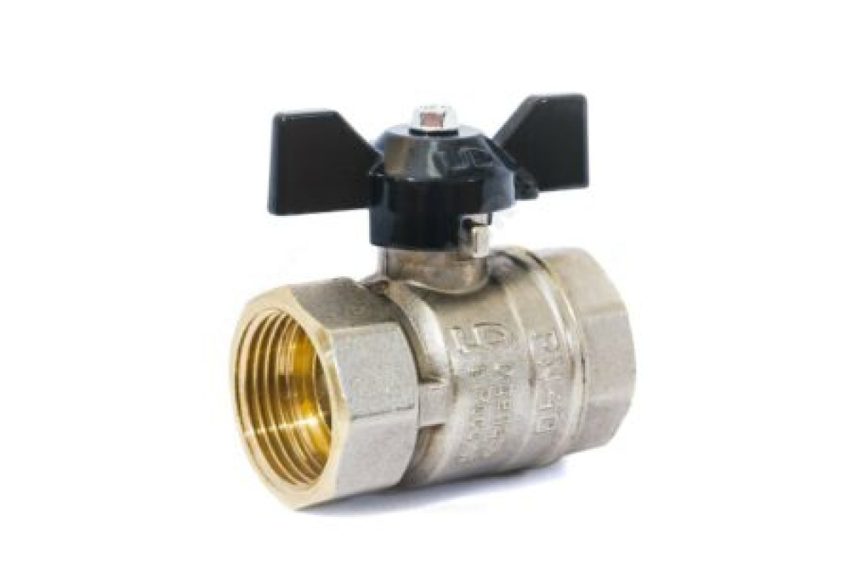 Кран шаровой латунь никель Pride Ду 20 Ру40 ВР полнопроходной бабочка аналог 11б27п1 LD 47.20.В-В.Б .