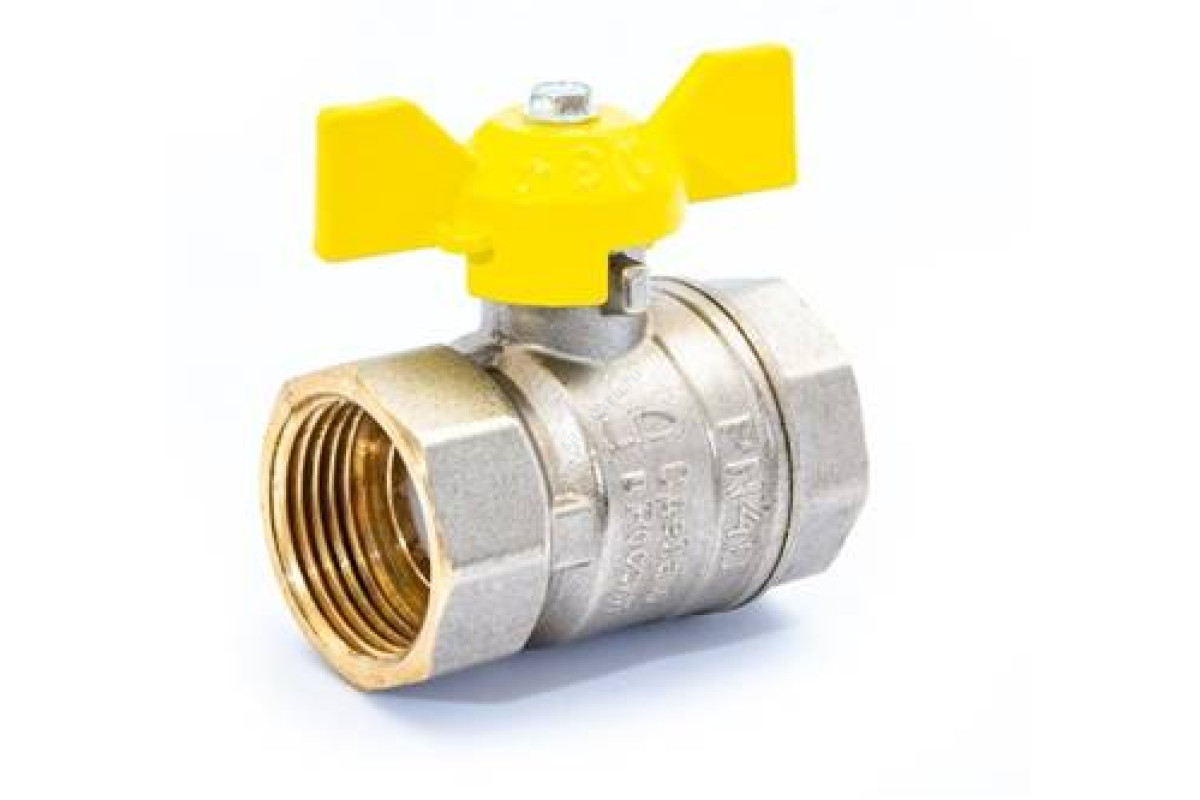 Кран шаровой латунь никель газ Pride Ду 20 Ру40 ВР полнопроходной бабочка аналог 11б27п LD 47.20.В-В.Б .