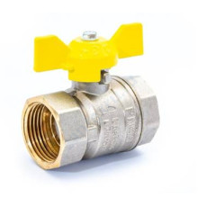 Кран шаровой латунь никель газ Pride Ду 25 Ру40 ВР полнопроходной бабочка аналог 11б27п LD 47.25.В-В.Б .