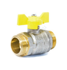 Кран шаровой латунь никель газ Pride Ду 20 Ру40 НР полнопроходной бабочка аналог 11б27п LD 47.20.Н-Н.Б .