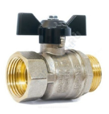 Кран шаровой латунь никель Pride Ду 25 Ру40 ВР/НР полнопроходной бабочка аналог 11б27п1 LD 47.25.В-Н.Б .