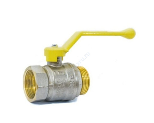 Кран шаровой латунь никель газ Pride Ду 15 Ру40 ВР/НР полнопроходной рычаг аналог 11б27п LD 47.15.В-Н.Р .