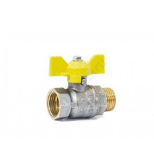 Кран шаровой латунь никель газ Pride Ду 15 Ру40 ВР/НР полнопроходной бабочка аналог 11б27п LD 47.15.В-Н.Б .