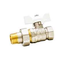 Кран шаровой латунь никель Pride Ду 25 Ру40 ВР/"американка" полнопроходной бабочка аналог 11б27п1 белый LD 47.25.В-ГШ.Б (white)