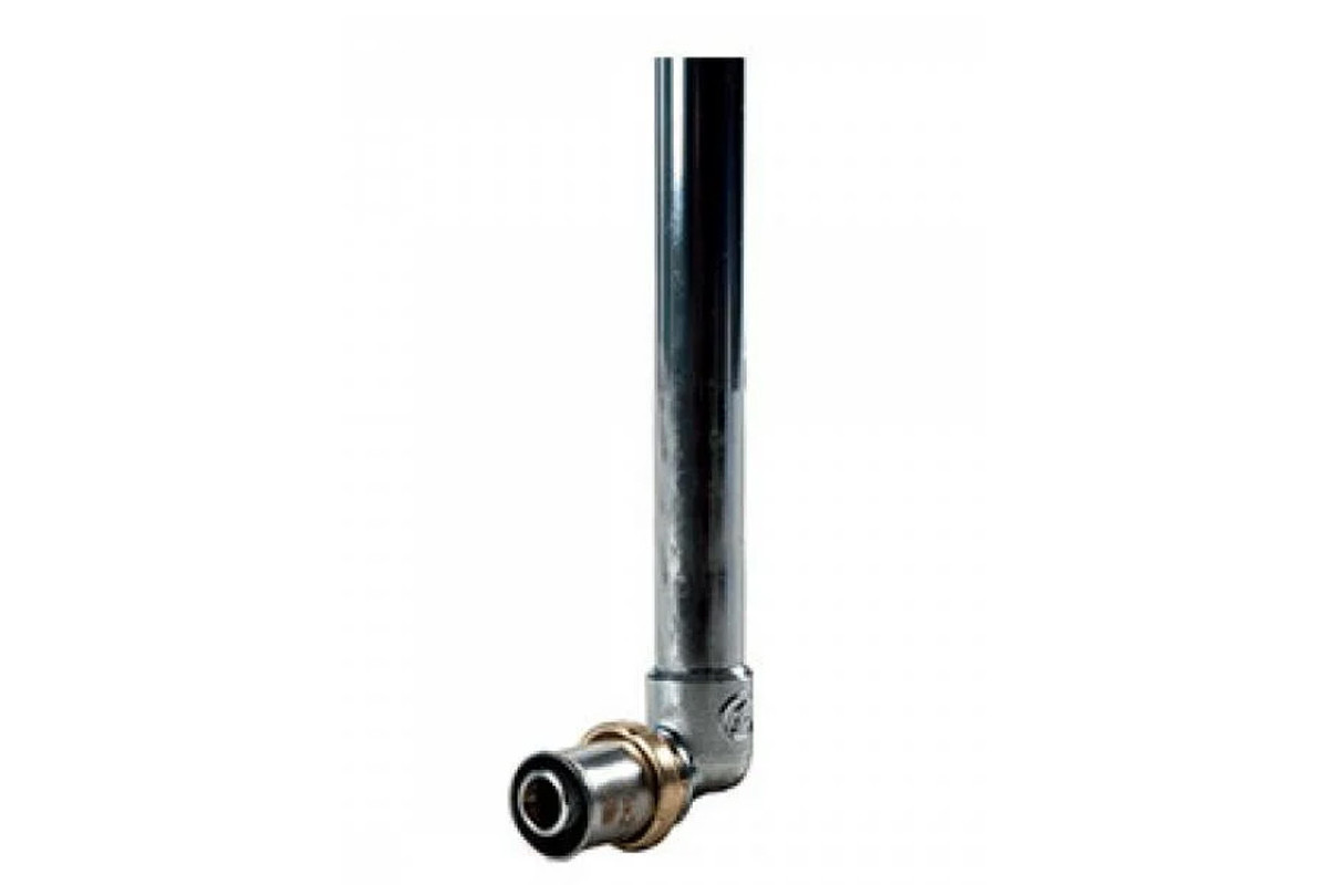 Угольник МП для подключения труб к радиатору латунь пресс RM128 Дн 16х90гр L=150мм Giacomini RM128X014