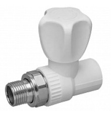 Клапан (вентиль) PP-R запорный белый НР Дн 20х1/2" Ру25 прямой для радиатора RTP (РосТурПласт) 10531