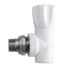 Клапан (вентиль) PP-R запорный белый НР Дн 25х3/4" Ру25 угловой для радиатора RTP (РосТурПласт) 10537