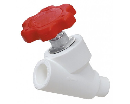 Клапан (вентиль) PP-R запорный белый внутр/наруж пайка Дн 25х45гр RTP (РосТурПласт) 14220 