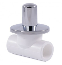 Клапан (вентиль) PP-R запорный белый хромированный внутренняя пайка Дн 25х90гр VALFEX 10154025