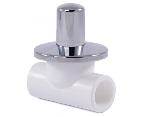 Клапан (вентиль) PP-R запорный белый хромированный внутренняя пайка Дн 20х90гр VALFEX 10154020