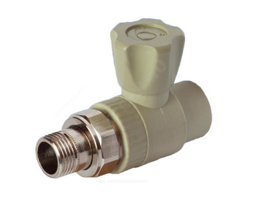 Клапан (вентиль) PP-R запорный серый НР Дн 20х1/2" Ру25 прямой для радиатора RTP (РосТурПласт) 15820
