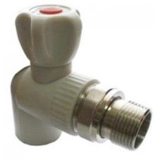 Клапан (вентиль) PP-R запорный серый НР Дн 25х3/4" Ру25 угловой для радиатора RTP (РосТурПласт) 15823