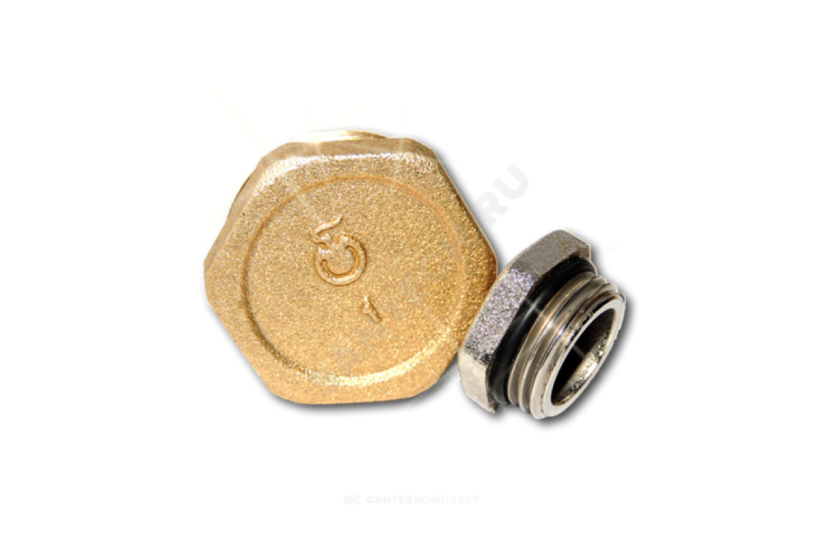Заглушка латунь Ду 15 (1/2") с уплотнительным кольцом НР Цветлит ZW50065 
