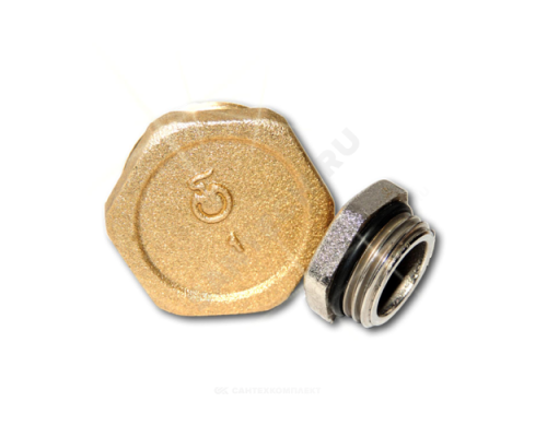 Заглушка латунь Ду 15 (1/2") с уплотнительным кольцом НР Цветлит ZW50065 