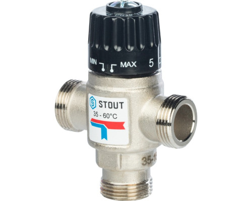 STOUT Термостатический смесительный клапан для систем отопления и ГВС  3/4" НР 35-60°С KV 1,6