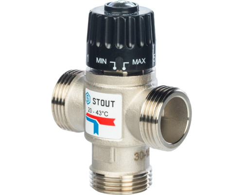 STOUT Термостатический смесительный клапан для систем отопления и ГВС. G 1/4 НР 20-43°С KV 2,5