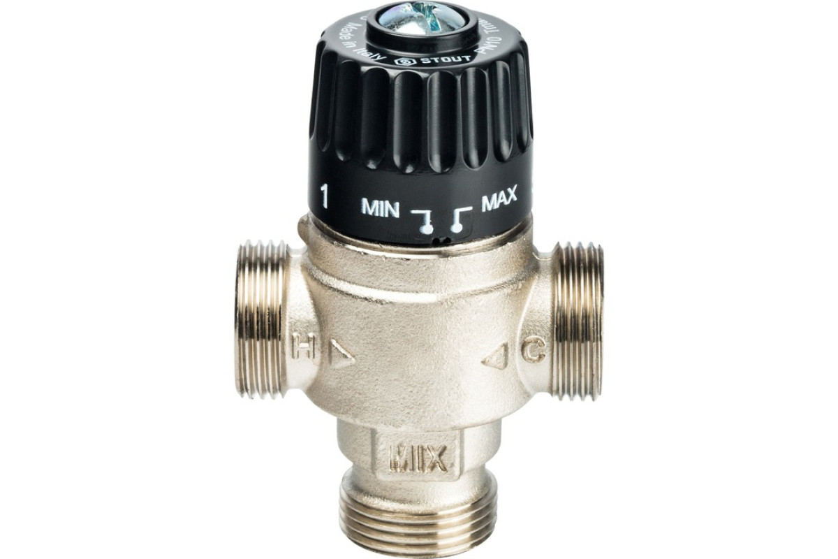 STOUT Термостатический смесительный клапан для систем отопления и ГВС 3/4" НР 30-65°С KV 2,3 SVM-0025-236520