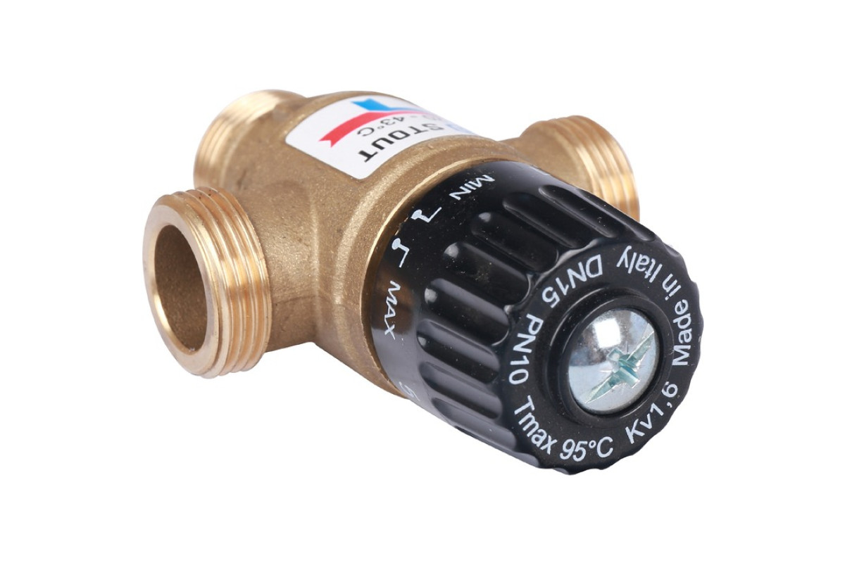 STOUT Термостатический смесительный клапан для систем отопления и ГВС 3/4" НР 20-43°С KV 1,6 SVM-0120-164320