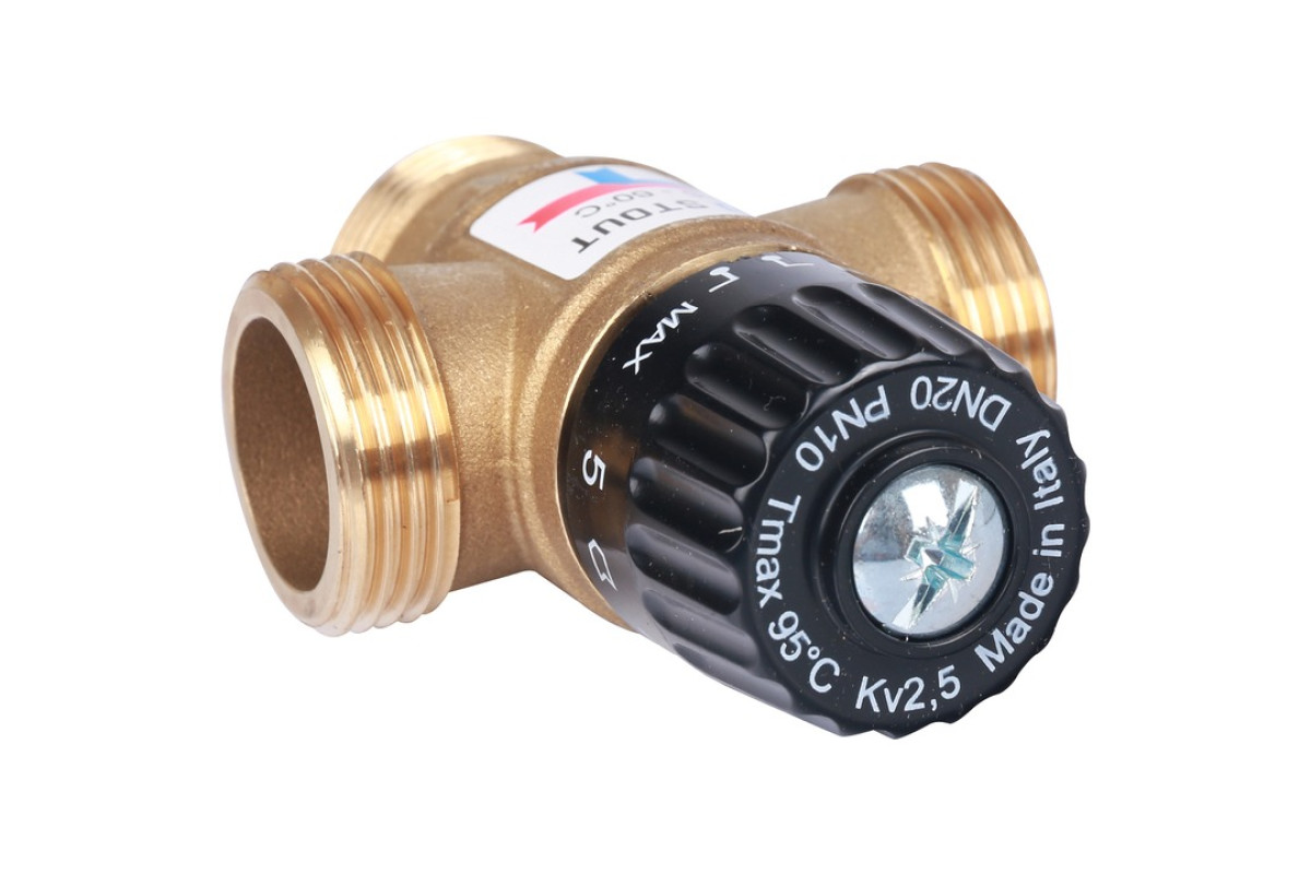 STOUT SVM-Термостатические Термостатический смесительный клапан для ситем отопления и ГВС 1" НР 35-60C Kvs 2,5